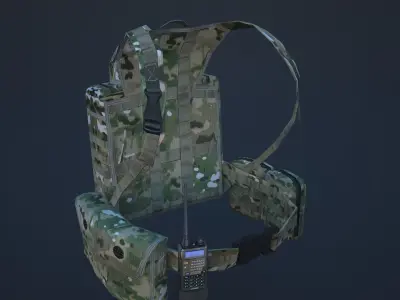backpack multicam Low-poly 3D model