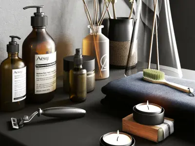 Bathroom Kit Set 3D model Free low-poly 3D model