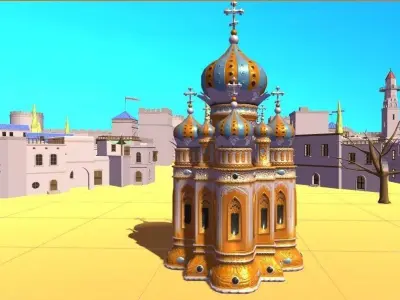 Cartoonish Church Free low-poly 3D model