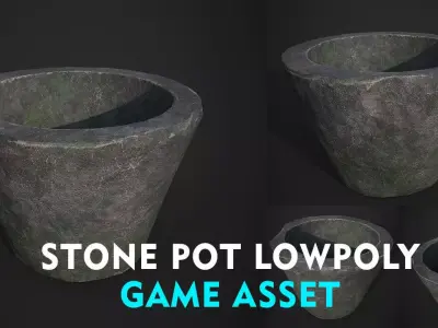 STONE POT LOW POLY GAME ASSET Low-poly 3D model