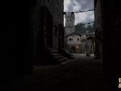 Medieval Italian Village Environment Low-poly 3D model