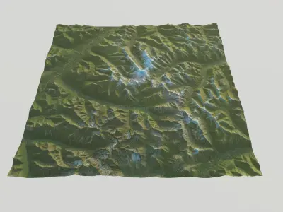 Arrigetch Peaks Alaska 3D Landscape 40km x 40km 5m DEM 3D model