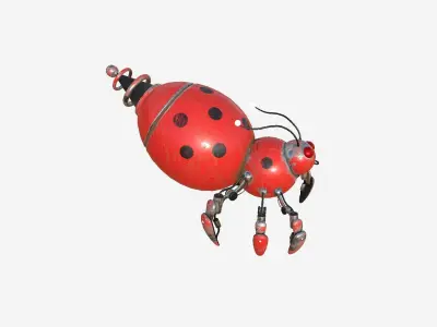 Cute Robot E09 Red Paint - SciFi Character Design Low-poly 3D model