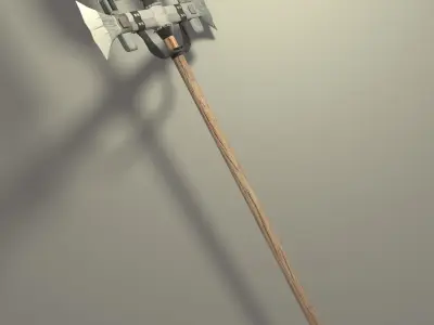 Trident Low-Poly metal pole with two sticks Low-poly 3D model