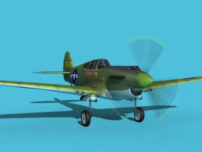 Curtiss P-40B Warhawk V12 USAAF 3D model