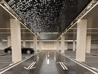 Modern Luxury Car Park - Garage Low-poly 3D model