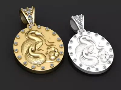 Silver Duck Shape Diamonds pendant 3D print model