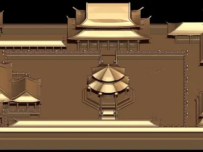 Chinese Tang Palace Low-poly 3D model