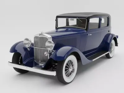 Elegant Vintage Dark Blue Sedan Low-poly 3D model