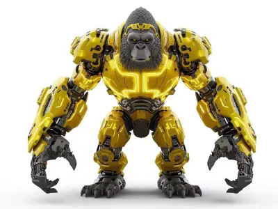 Sci-Fi Robot Assault Gorilla 3D Model Low-poly 3D model