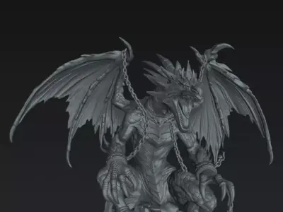 Dragon Chained Abyssal Dragon 32mm Dark Fantasy STL Model 3D print model