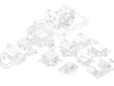 Low Poly Pirate Buildings Asset Pack Low-poly 3D model