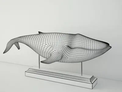 Carved and Painted Wooden Humpback Whale 3D model
