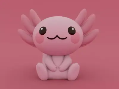 Cute Axolotl 3D print model