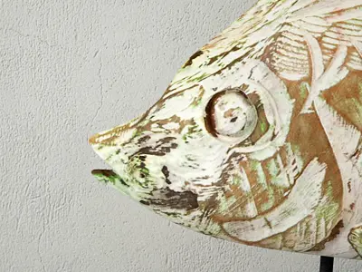 Hand-Carved Driftwood Fish On Stand 3 3D model