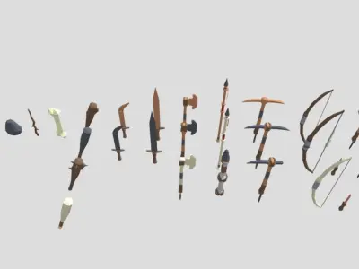Low Poly Survival Tools Pack Low-poly 3D model