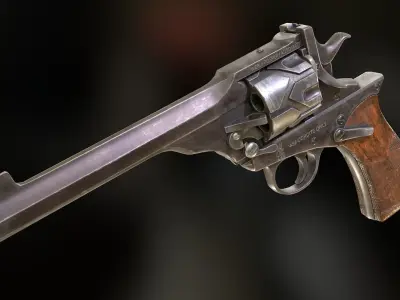 Webley Fosbery Automatic Revolver Low-poly 3D model