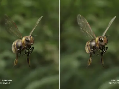 Honey bee Low-poly 3D model