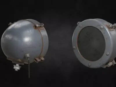 Tank Headlight low-poly 3d model set Low-poly 3D model