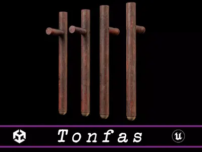 Asian Tonfas Weapon Low-poly 3D model