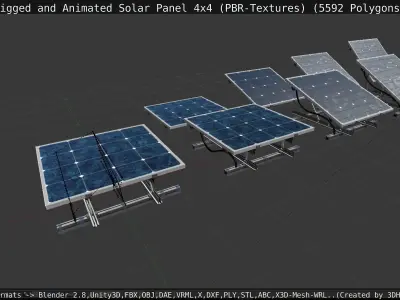 Solar Panel 4x4 Rigged and Animated Low-poly 3D model