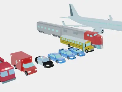 Simple Vehicles Traffic Transport Pack Low-poly 3D model