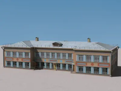 Building Lowpoly with metal roof Low-poly 3D model