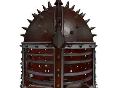 Rusty Medieval Cage Helmet 3D model