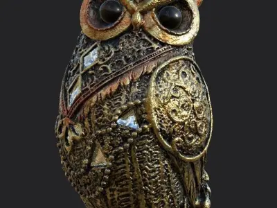 Owl statue Low-poly 3D model