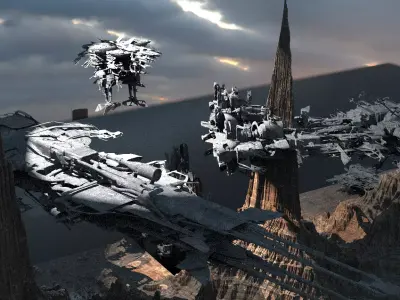 Star Wars inspired Racers collection 2 With Planet ground 3D model