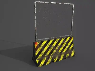 Concrete barrier Low-poly 3D model