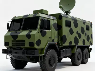 Realistic Military Radar Truck 3D Model Low-poly 3D model