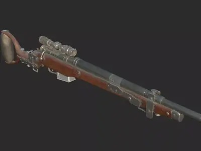 Future sci-fi wasteland-style sniper rifle 3D model
