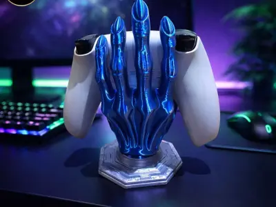 Alien Hand Controller Stand and Headphone Hanger Wall Mount Set 3D print model