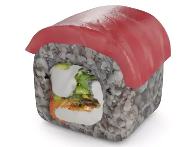 Sushi Tuna tiger prawn masago caviar wakame salad cream 3D model