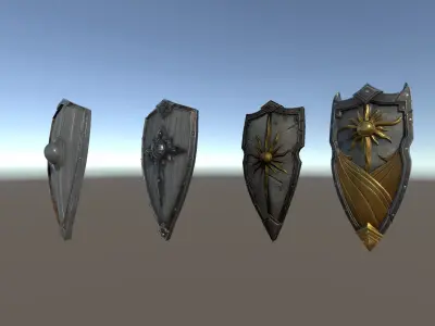 PBR Fantasy Weapons Shields Low-poly 3D model