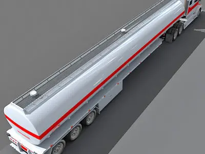 Red Striped Truck 4 3D model