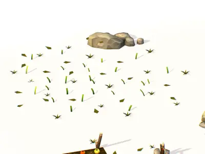 Handpaint Cartoon Garden grounds Place Gdn Low-poly 3D model