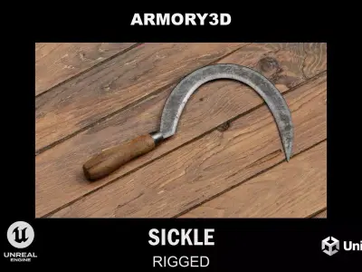 GAME READY SICKLE PBR RIGGED Free low-poly 3D model