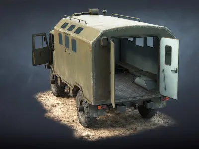 GAZ-66 Truck Game Ready Low-poly 3D model