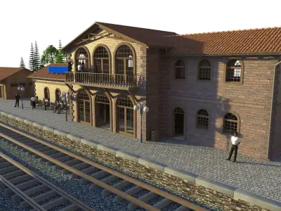 Railway station 3D model