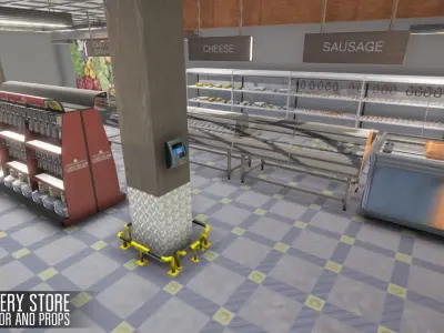 Grocery store - interior and props Low-poly 3D model