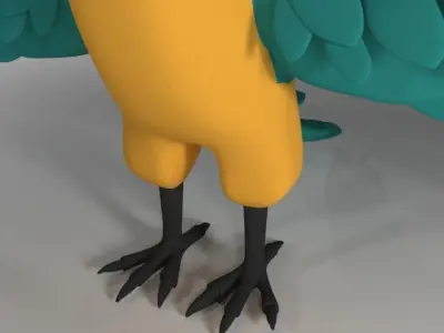 Cartoon Parrot Low-poly 3D model