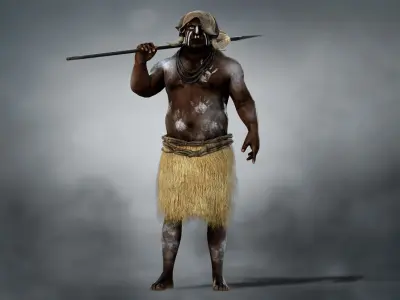 Native Hunter Low-poly 3D model