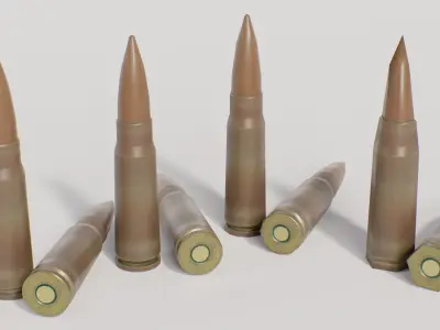 762x39mm Bullets Low-poly 3D model