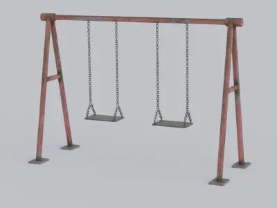 Outdoor swing for kids Low-poly 3D model