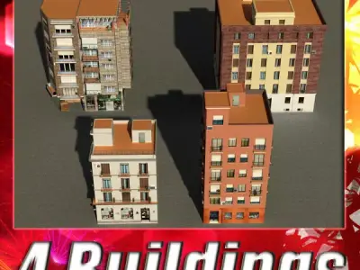 Building Collection 45-48 Low-poly 3D model