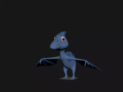 3D Model Pterodactyl Dinosaur  Character Model with Textures Low-poly 3D model