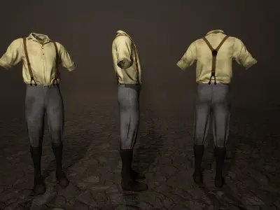 Five Farmer Man Clothes Low-poly 3D model