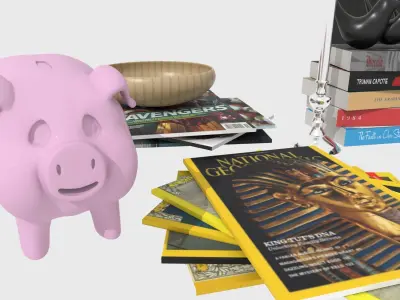 Decor Collection 1 bookcase with shelves 3D model